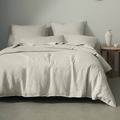 Ravello Linen Quilt Cover Queen Bed Bone - Gro Urban Oasis