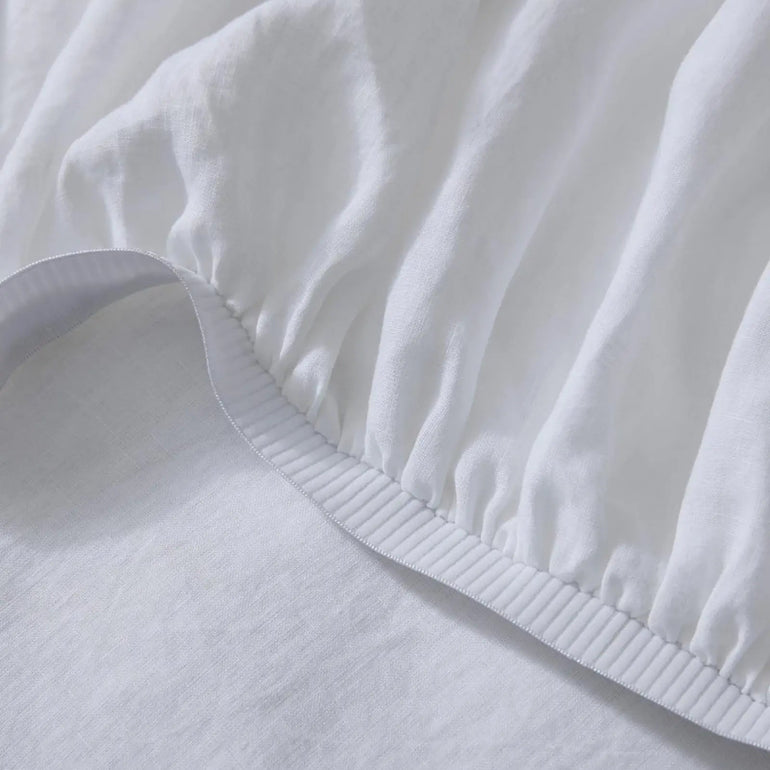 Ravello Linen Fitted Sheet King Bed White - Gro Urban Oasis