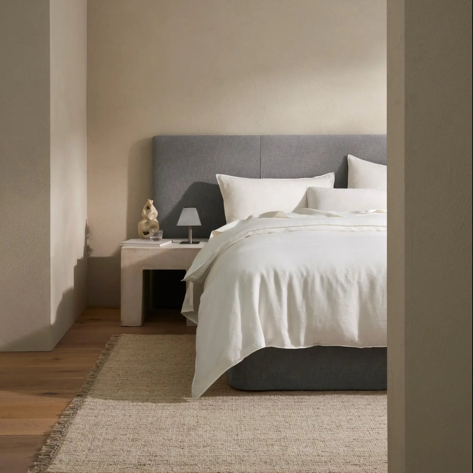 Ravello Linen Fitted Sheet King Bed White - Gro Urban Oasis