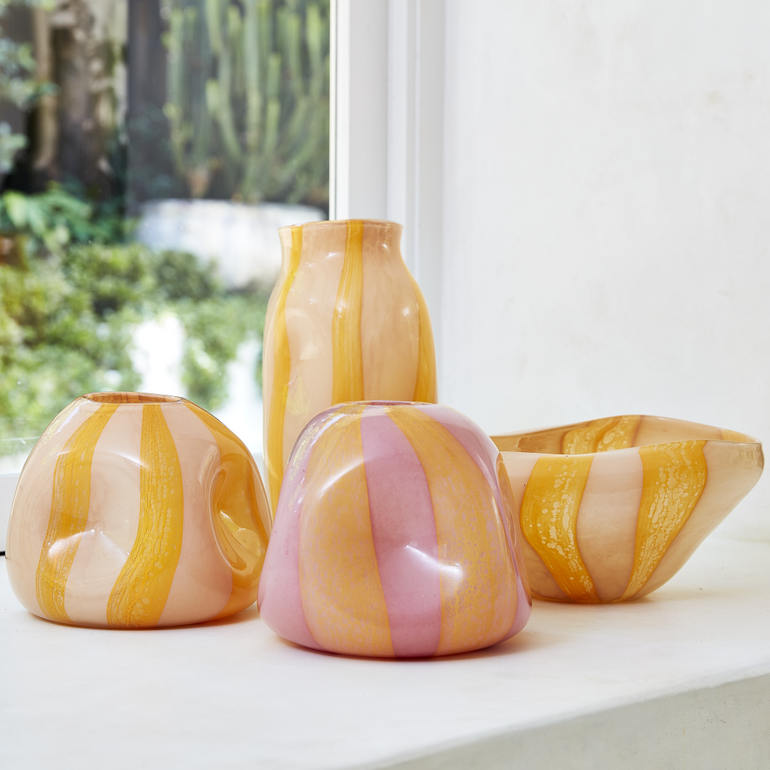 Ben David Candy Stripe Small Vase Pink Mango - Gro Urban Oasis