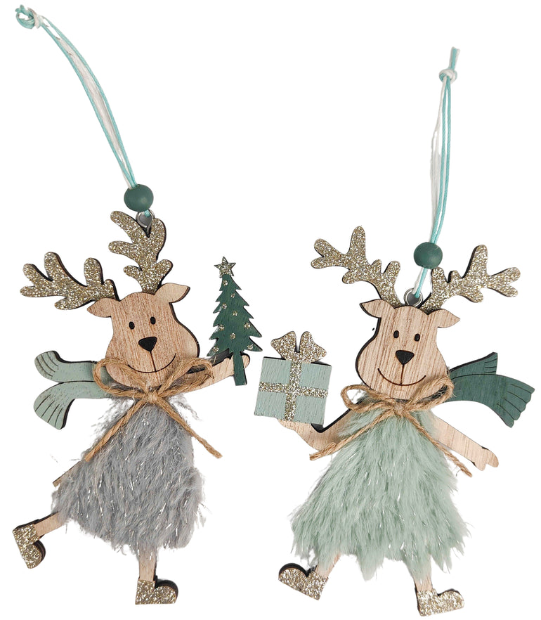 Reindeer Holding Tree/Present Sage/Grey Assorted - Gro Urban Oasis