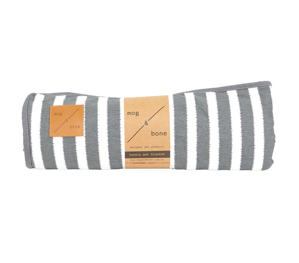 Mog & Bone Pet Blanket With Fleece Hampton Stripe Charcoal - Gro Urban Oasis