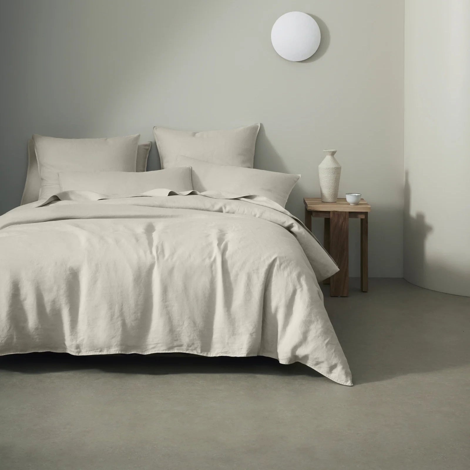 Ravello Linen Flat Sheet Queen Bed Bone - Gro Urban Oasis