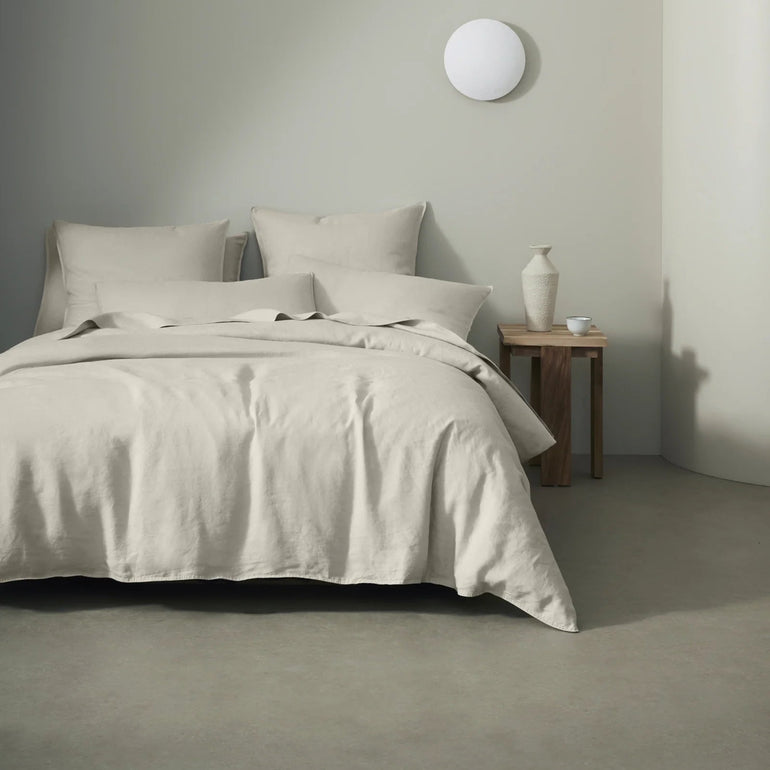 Ravello Linen Flat Sheet Queen Bed Bone - Gro Urban Oasis